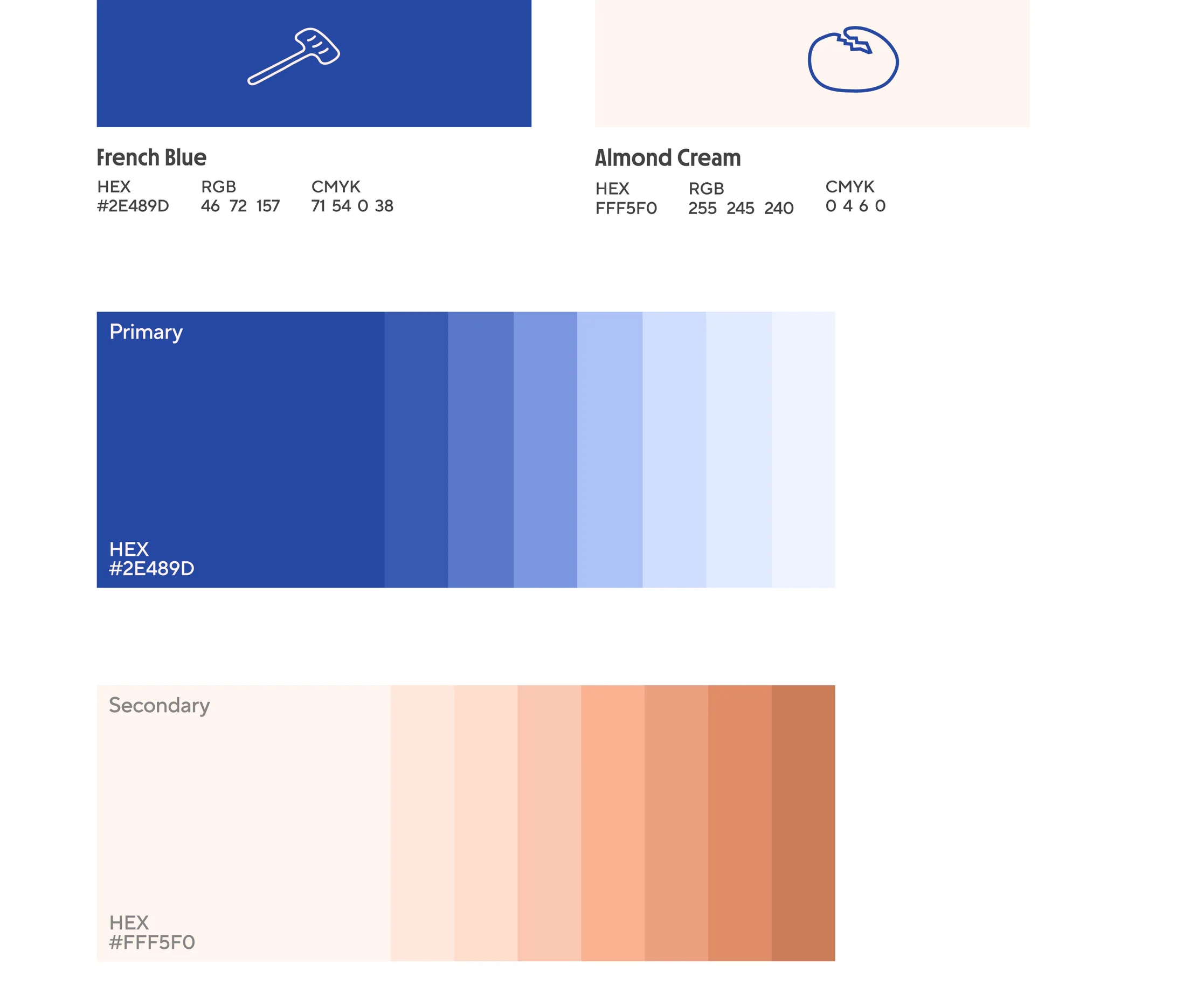 Colour system: French Blue and Almond Cream with tints