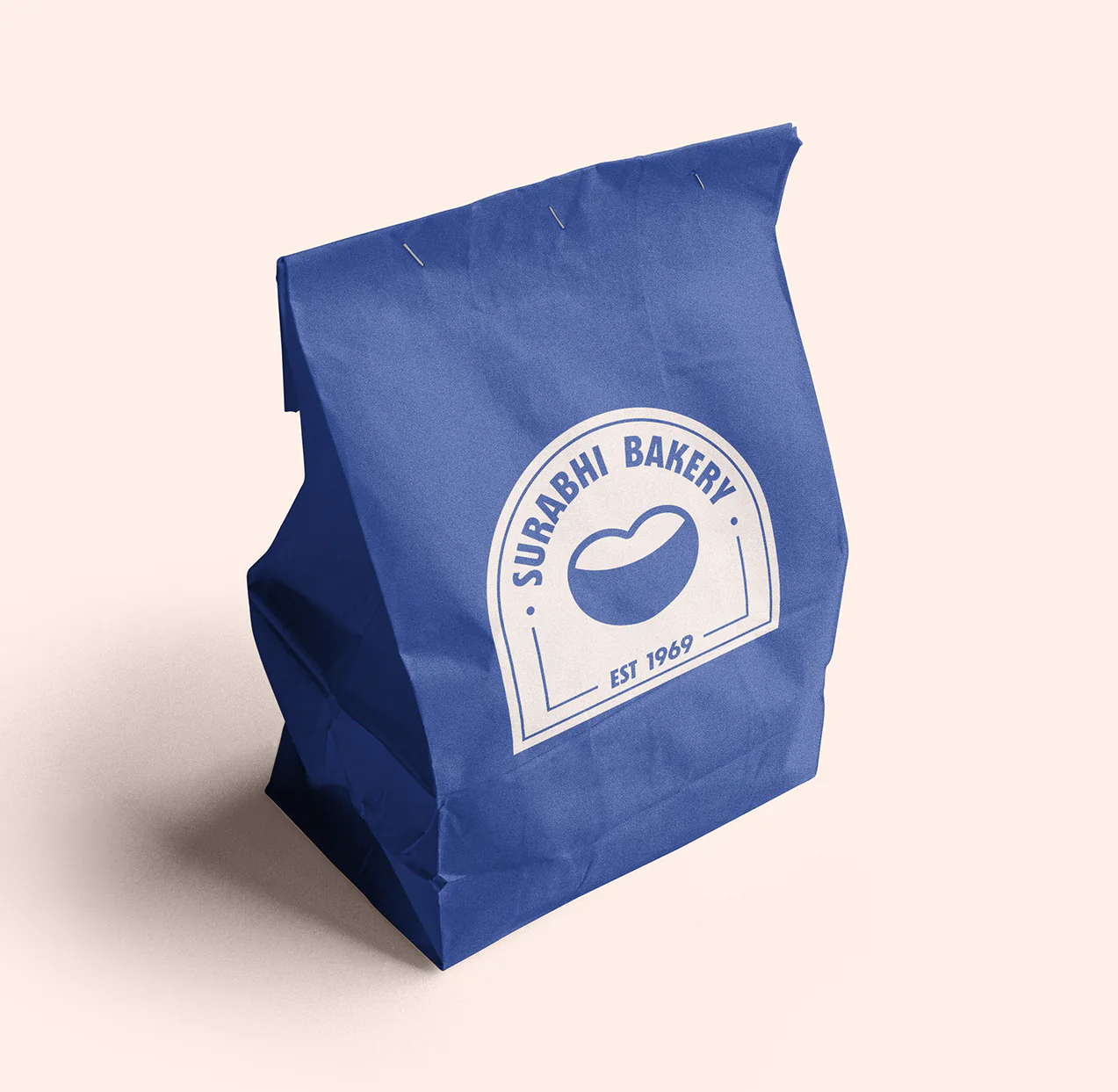Blue paper bakery bag