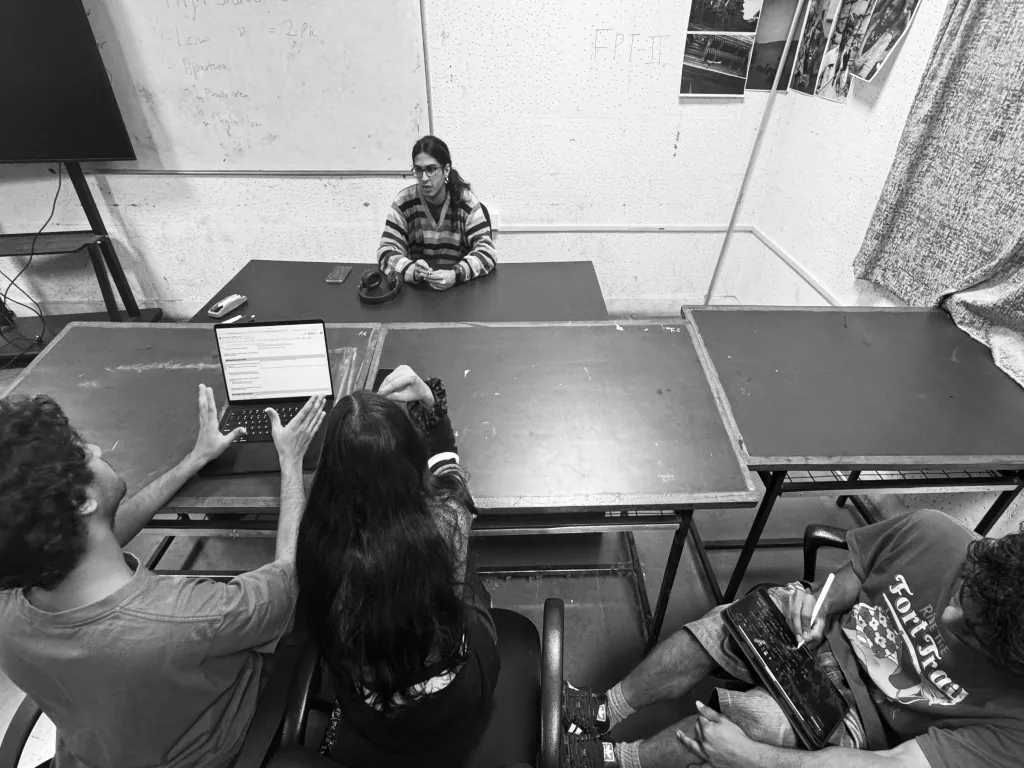 Interview session in a classroom